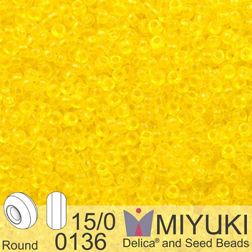 Korálky Miyuki Round 15/0. Barva 0136 Tr Yellow. Balení 5g.