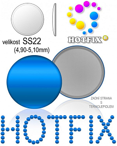 Kovové NAILHEAD HOTFIX nažehlovací polotovary. Velikost SS22 (4,90-5,10mm) Tl.0,6mm. Barva 015 BRILIANTOVÁ MODRÁ (lesklá ocelová). Balení 50Ks.