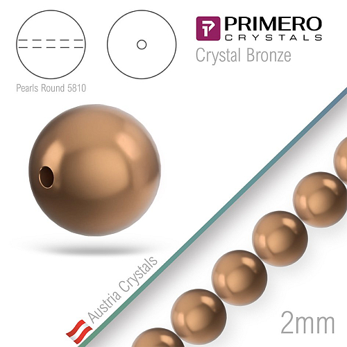 Korálky PRIMERO Crystals 5810. Barva Crystal Bronze. Velikost 2mm balení-50Ks.