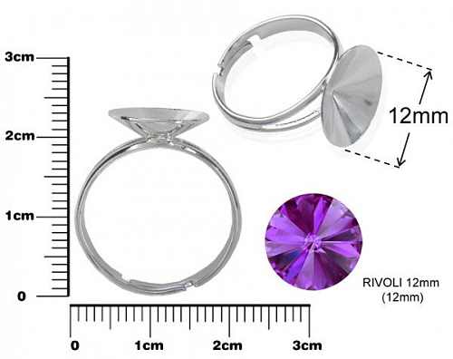Prsten na RIVOLKY pr.12mm. Barva rhodium.