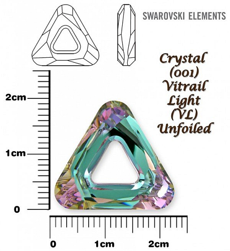 SWAROVSKI ELEMENTS Cosmic Triangle 4737 barva CRYSTAL (001) VITRAIL LIGHT (VL) velikost 20mm.