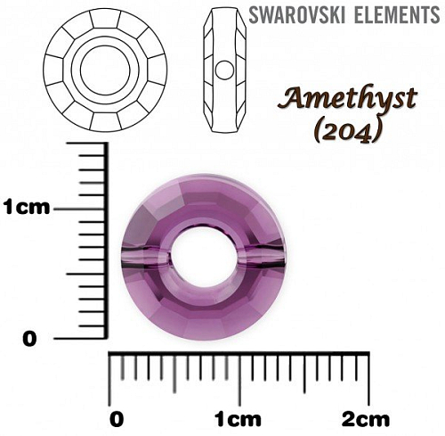 SWAROVSKI ELEMENTS RING BEAD 5139 barva AMETHYST (204) velikost 12,5mm.