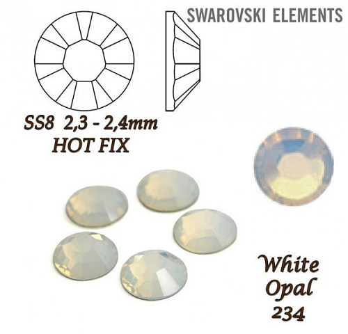 SWAROVSKI xilion rose HOT-FIX velikost SS8 barva WHITE OPAL 