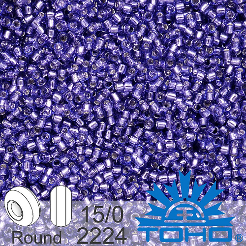 Korálky TOHO tvar ROUND (kulaté). Velikost 15/0. Barva č. 2224-Silver-Lined Purple. Balení 5g.