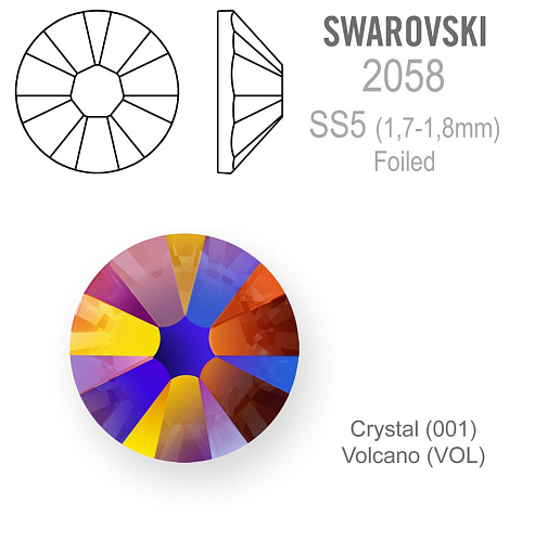 SWAROVSKI 2058 XILION FOILED velikost SS5 barva VOLCANO 