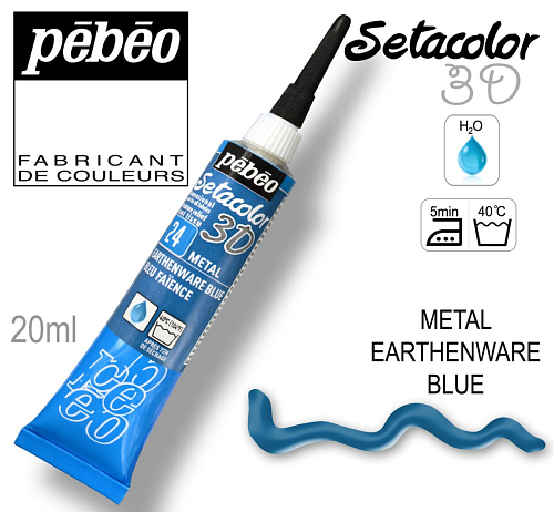 Kontura 3D SETACOLOR. Výrobce Pebeo. Barva 24 METAL EARTHENWARE BLUE.