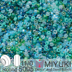 Korálky Miyuki Round 11/0. Barva Touch of Teal Mix 5005. Balení 5g.