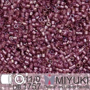 Korálky Miyuki Delica 11/0. Barva Sparkling Orchid Lined Amethyst AB DB1757. Balení 5g.