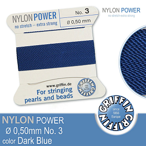 NYLON Power velmi pevná nit GRIFFIN síla nitě 0,50mm Barva Dark Blue