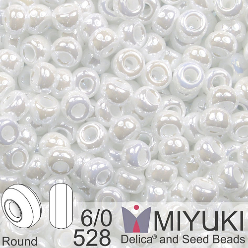 Korálky Miyuki MIX Round 6/0. Barva 528 White Pearl Ceylon. Balení 5g