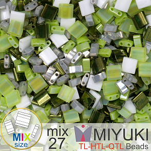 Korálky MIYUKI směs tvar TL-HTL-QTL BEADS . Barva MIX 27 Green sparkle. Balení 5g.
