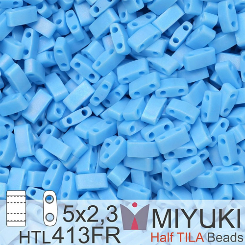 Korálky Miyuki Half Tila. Barva Matte Opaque Turquoise Blue AB HTL 413FR. Balení 3g.