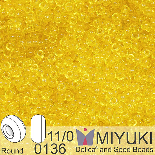 Korálky Miyuki Round 11/0. Barva 0136 Tr Yellow . Balení 5g.