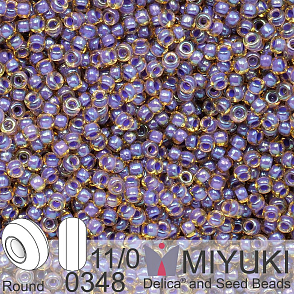 Korálky Miyuki Round 11/0. Barva 0348 Purple Lined Light Topaz Luster. Balení 5g.