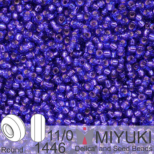 Korálky Miyuki Round 11/0. Barva 1446 Dyed Silverlined Red Violet. Balení 5g.