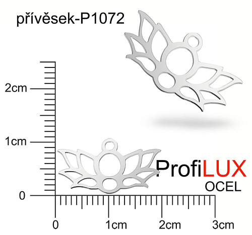 Přívěsek Ocel ozn-P1072 LEKNÍN velikost 19x11mm tl.1.0mm. Velikost otvoru pr. 1,5mm . Řada přívěsků ProfiLUX. 