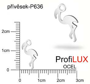 Přívěsek Chirurgická Ocel ozn-P636 PLAMEŇÁK velikost 7x15mm tl.1.5mm. Řada přívěsků ProfiLUX