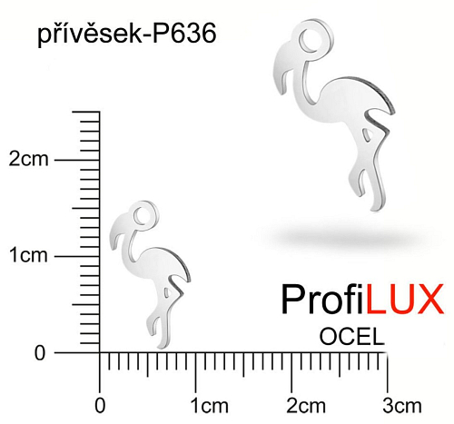 Přívěsek Chirurgická Ocel ozn-P636 PLAMEŇÁK velikost 7x15mm tl.1.5mm. Řada přívěsků ProfiLUX