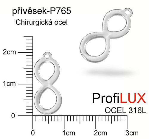 Přívěsek Chirurgická Ocel ozn-P765 NEKONEČNO velikost  20x8mm. Řada přívěsků ProfiLUX