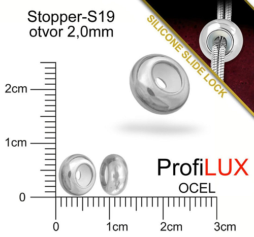 Stopper CHIRURGICKÁ OCEL ozn.-S19. velikost pr.8,0x4,0mm. Otvor 2,0mm.