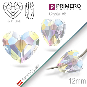 Korálky PRIMERO Crystals . Tvar 5741 Love. Barva Crystal AB. Velikost 12mm
