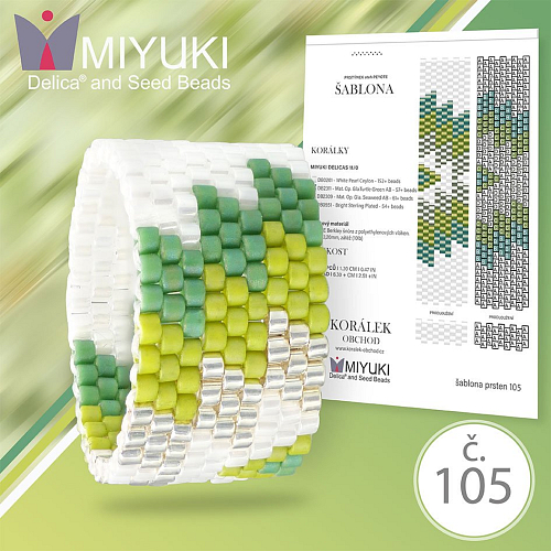 Rukodělná korálková stavebnice MIYUKI. Stavebnice prstenu Native American style no. P105
