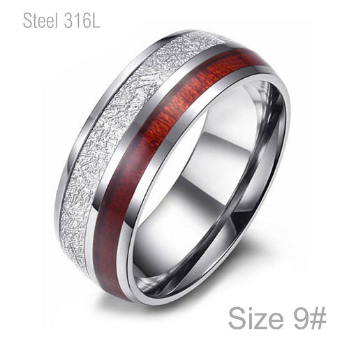 Prsten z chirurgické ocele R 339 - "Red and White" a  velmi zajímavým zpracováním 3D efekt o velikosti 9