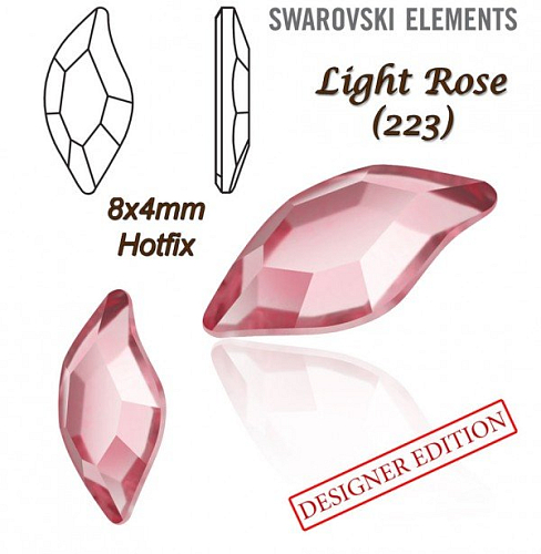 SWAROVSKI HOT-FIX 2797 tvar DIAMOND LEAF FB velikost 8x4mm barva LIGHT ROSE 