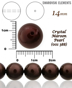 SWAROVSKI 5811 Voskované Perle barva CRYSTAL MAROON PEARL velikost 14mm. 