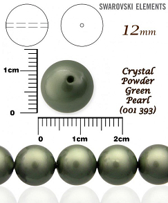 SWAROVSKI 5811 Voskované Perle barva CRYSTAL POWDER GREEN PEARL velikost 12mm. 