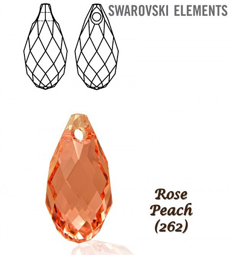 Swarovski 6010 Briolette Pendant 11x5,5mm. Barva ROSE PEACH