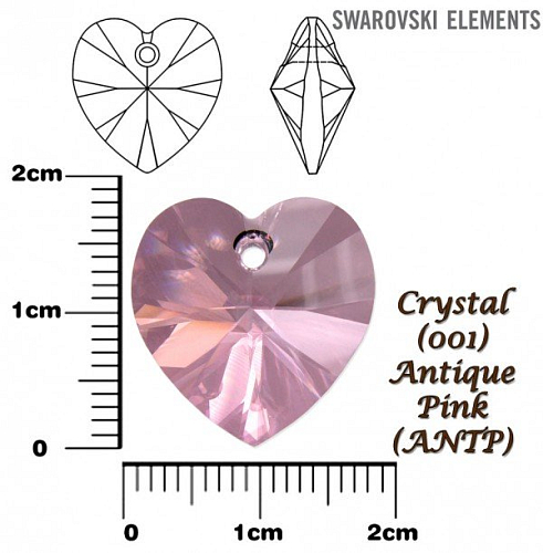 SWAROVSKI Heart Pendant barva CRYSTAL ANTIQUE PINK velikost 18x17,5mm.