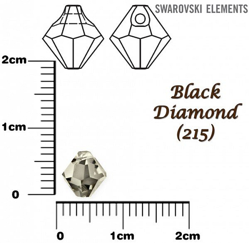 SWAROVSKI PŘÍVÉSKY 6301 barva BLACK DIAMOND velikost 6mm. 