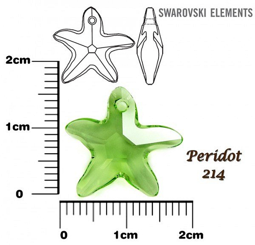 SWAROVSKI Starfish Pendant barva PERIDOT velikost 16mm.