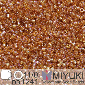Korálky Miyuki Delica 11/0. Barva Transparent Marigold AB DB1241. Balení 5g.