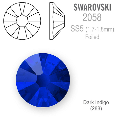 SWAROVSKI 2058 XILION FOILED velikost SS5 barva DARK INDIGO 