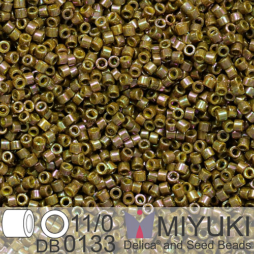 Korálky Miyuki Delica 11/0. Barva Opaque Golden Olive Luster DB0133. Balení 5g