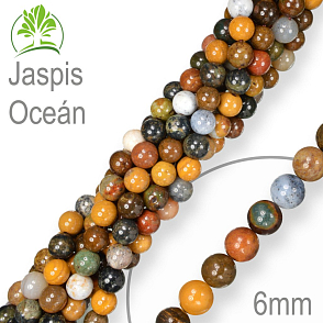 Korálky z minerálů Jaspis Oceán Velikost pr.6mm. Balení 12Ks.