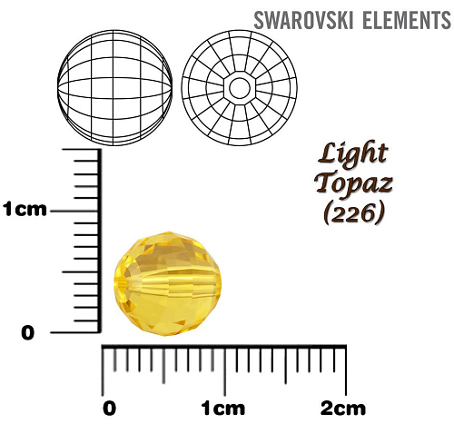 SWAROVSKI  Chessboard BEAD 5005 barva LIGHT TOPAZ (226) velikost 8mm.