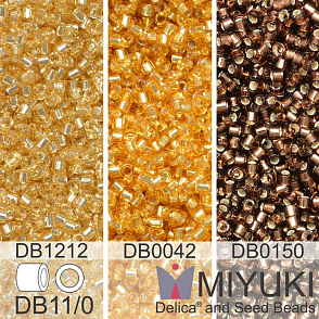 Korálky Miyuki Delica 11/0. Barevné variace č. 46 DB0150, DB0042, DB1212