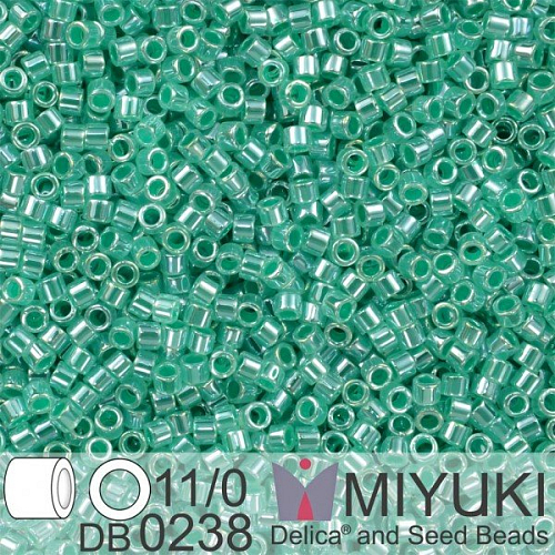 Korálky Miyuki Delica 11/0. Barva Aqua Green Ceylon  DB0238. Balení 5g.