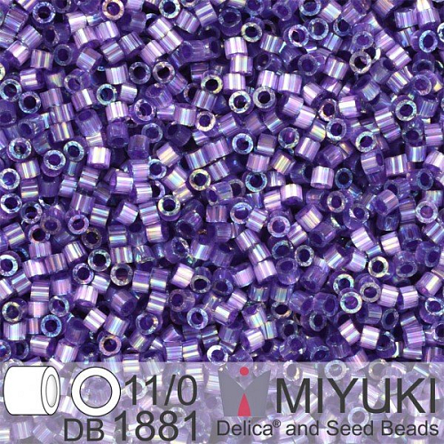 Korálky Miyuki Delica 11/0. Barva Silk Inside Dyed Dk Orchid AB  DB1881. Balení 5g.