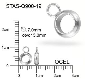 Kroužek s uzavřeným OČKEM  CHIRURGICKÁ OCEL ozn.-STAS-Q900-19. velikost pr.7,0mm (kroužek)  otvor 5,0mm