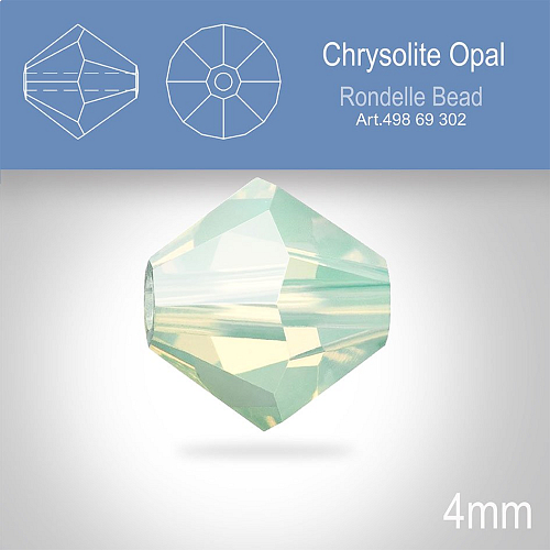 PRECIOSA Bicone MC BEAD (sluníčko) velikost 4mm. Barva CHRYSOLITE OPAL. Balení 30ks .