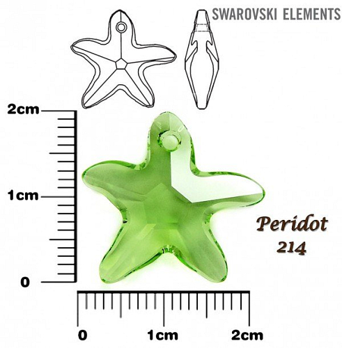 SWAROVSKI Starfish Pendant barva PERIDOT velikost 20mm.