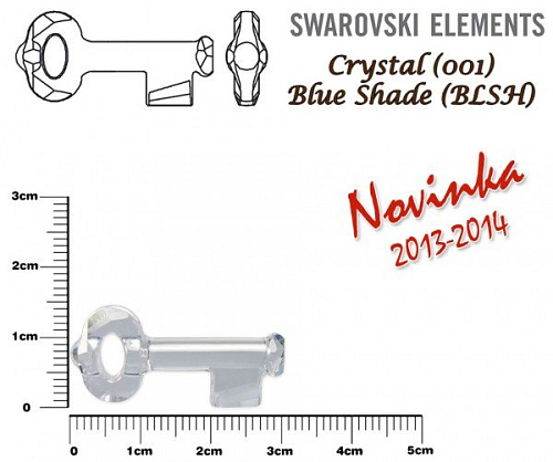 SWAROVSKI KEY Pendant 6919 barva Crystal BLUE SHADE velikost 30mm.