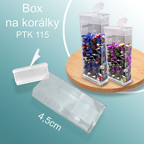 BOX na KORÁLKY. Ozn.-PTK 115. Velikost  45mm.  Mat. průhledný plast + víčko se zavíráním.