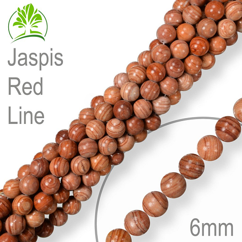 Korálky z minerálů Jaspis Red Line přírodní polodrahokam. Velikost pr.6mm. Balení 12Ks.