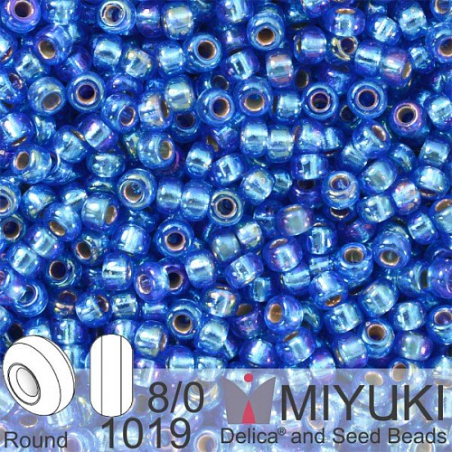 Korálky Miyuki Round 8/0. Barva 1019 S/L Sapphire AB . Balení 5g