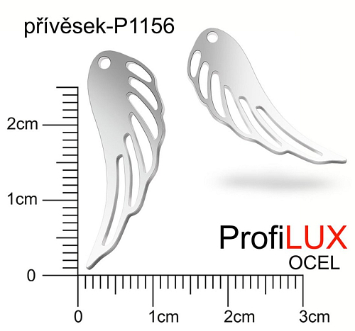 Přívěsek Chirurgická Ocel ozn-P1156 KŘÍDLO velikost 11x31mm. Řada přívěsků ProfiLUX